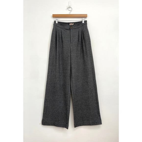 Faherty Dream Flannel Organic Cotton Pleated Wide Leg Trousers Charcoal - Size 4 - Picture 1 of 10